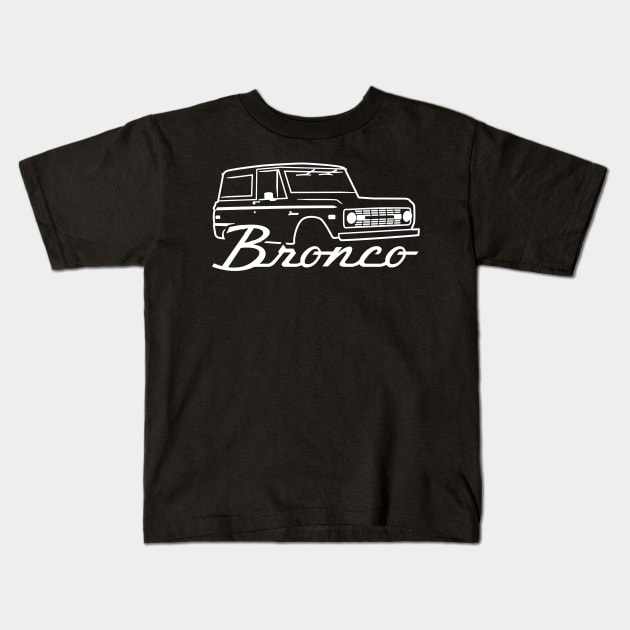 1966-1977 Ford Bronco Straight White With Logo Kids T-Shirt by The OBS Apparel